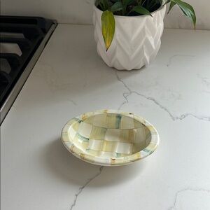 Mackenzie-Childs small soap dish in Parchment Check